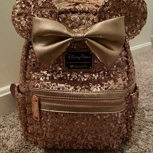 Disney Parks Loungefly Rose Gold Sequin Backpack